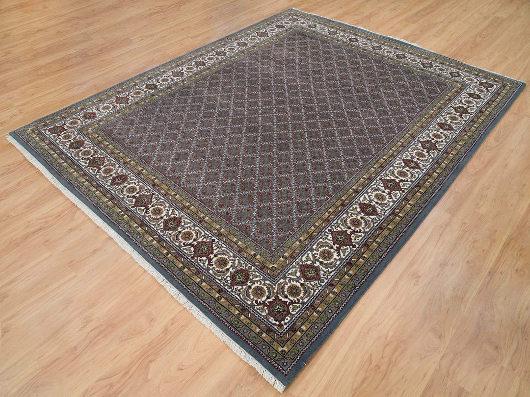8'1" x 10'0" New Hand Knotted Grey Wool Rectangle Oriental Rug - MOA10265792