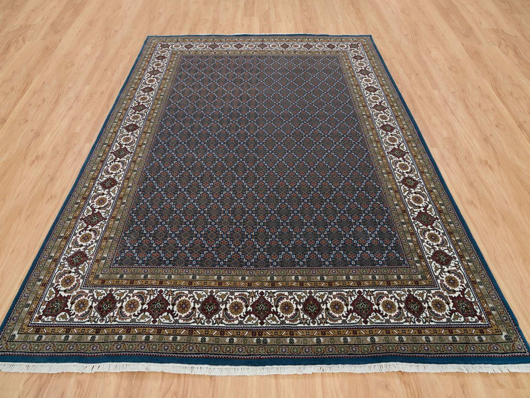 8'0" x 10'4" New Hand Knotted Blue Wool Rectangle Oriental Rug - MOA10265793