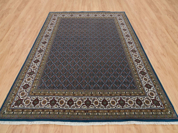 8'0" x 10'4" New Hand Knotted Blue Wool Rectangle Oriental Rug - MOA10265793