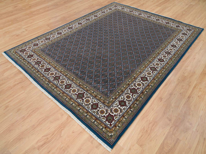 8'0" x 10'4" New Hand Knotted Blue Wool Rectangle Oriental Rug - MOA10265793