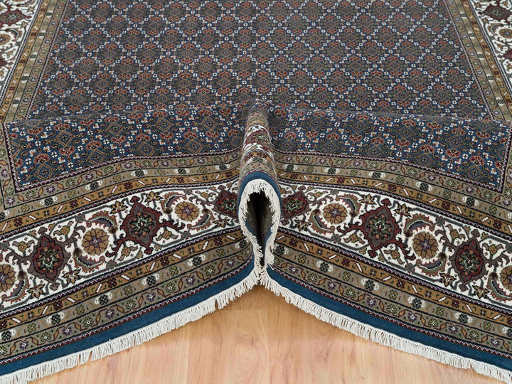 8'0" x 10'4" New Hand Knotted Blue Wool Rectangle Oriental Rug - MOA10265793