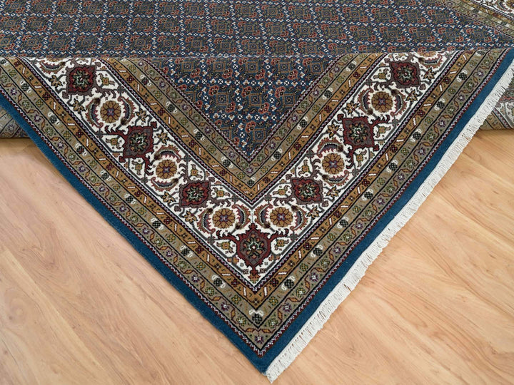 8'0" x 10'4" New Hand Knotted Blue Wool Rectangle Oriental Rug - MOA10265793