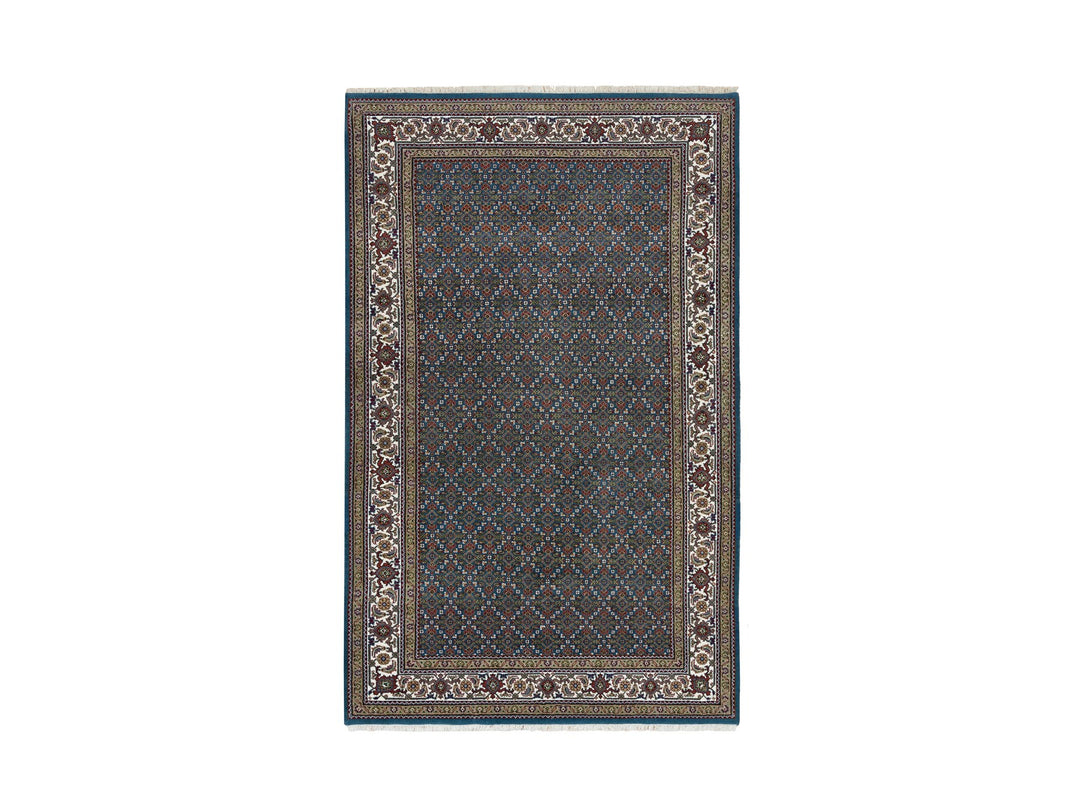 4'11" x 8'1" New Hand Knotted Blue Wool Rectangle Oriental Rug - MOA10265795