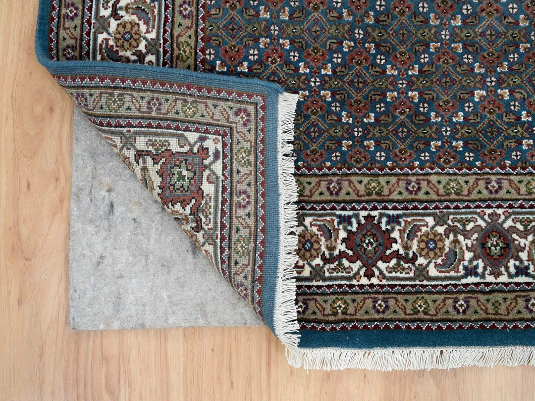 4'11" x 8'1" New Hand Knotted Blue Wool Rectangle Oriental Rug - MOA10265795