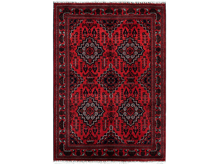 5'0" x 7'0" New Hand Knotted Red Wool Rectangle Oriental Rug - MOA102657