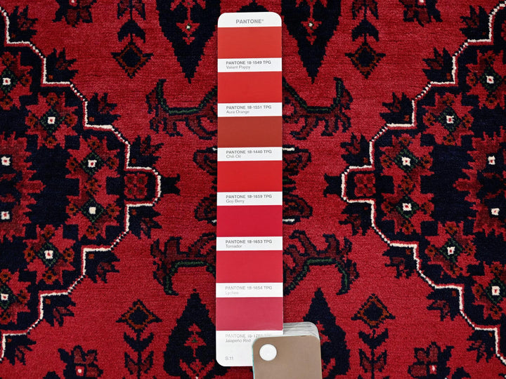 5'0" x 7'0" New Hand Knotted Red Wool Rectangle Oriental Rug - MOA102657
