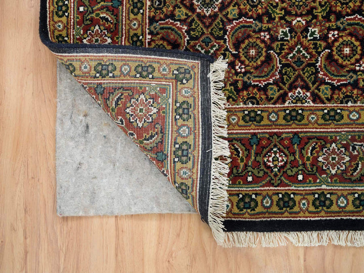 4'11" x 5'0" New Hand Knotted Black Wool Square Oriental Rug - MOA10265801