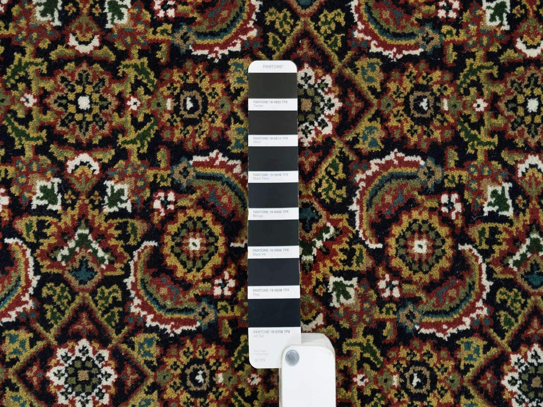 4'11" x 5'0" New Hand Knotted Black Wool Square Oriental Rug - MOA10265801