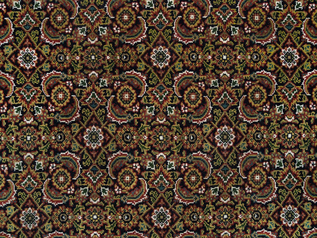 4'11" x 5'0" New Hand Knotted Black Wool Square Oriental Rug - MOA10265801