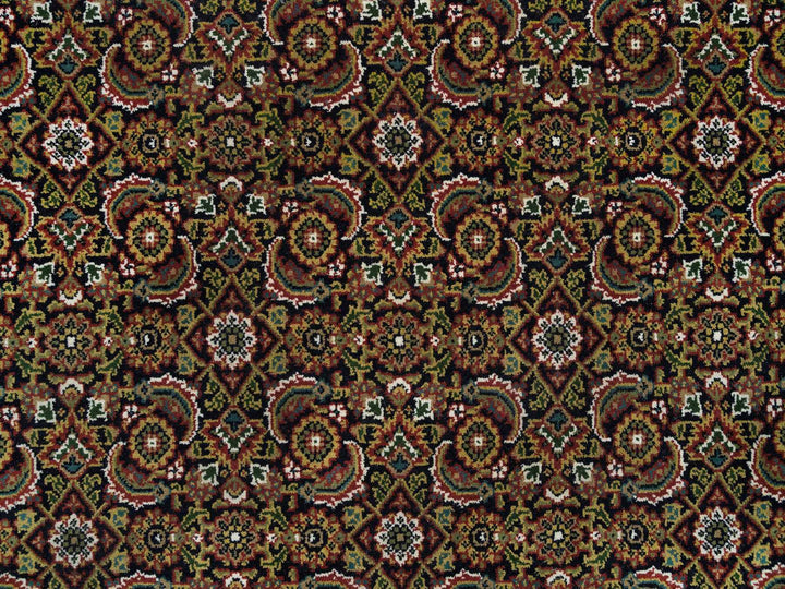 4'11" x 5'0" New Hand Knotted Black Wool Square Oriental Rug - MOA10265801
