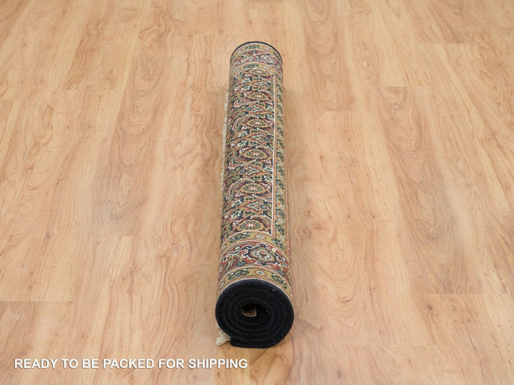 4'11" x 5'0" New Hand Knotted Black Wool Square Oriental Rug - MOA10265801