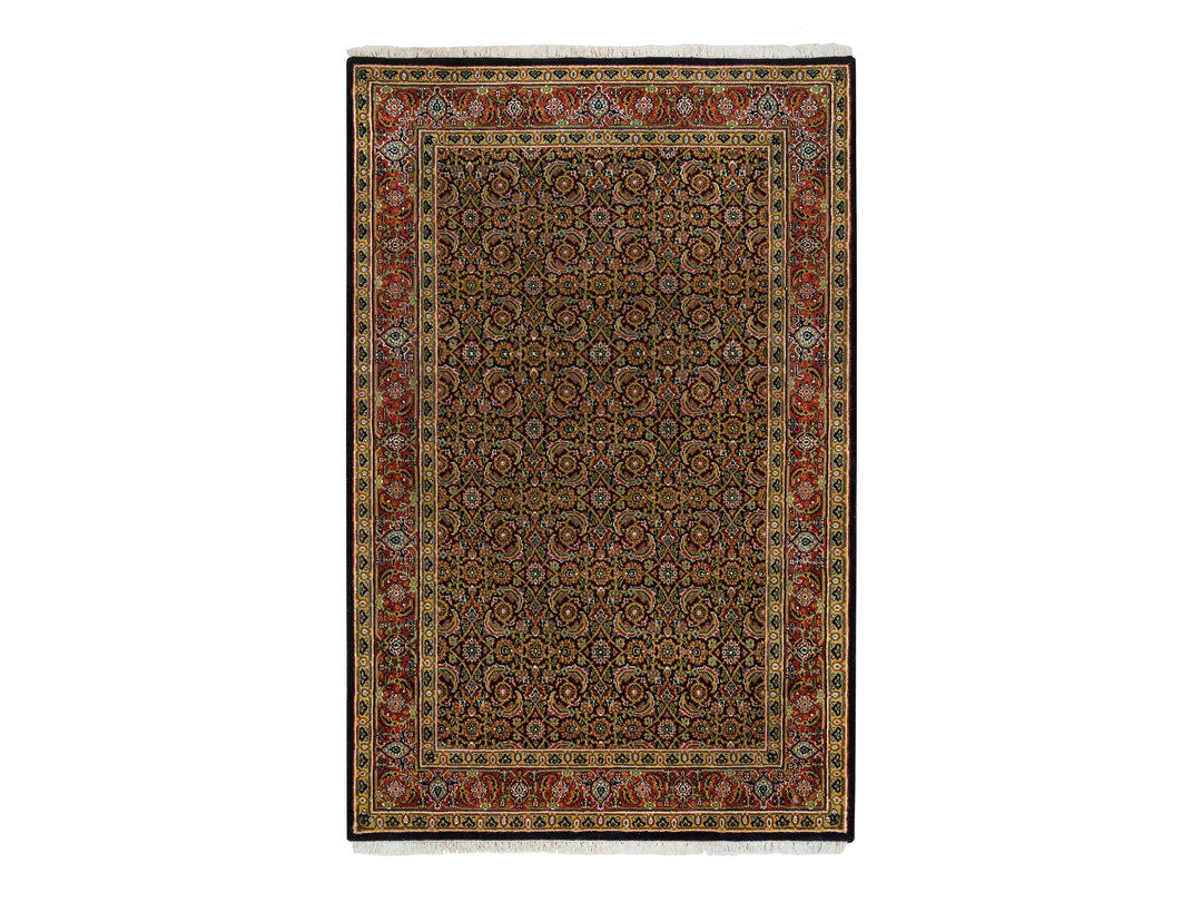 4'1" x 6'3" New Hand Knotted Black Wool Rectangle Oriental Rug - MOA10265803