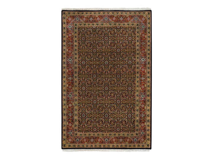 4'1" x 6'3" New Hand Knotted Black Wool Rectangle Oriental Rug - MOA10265803