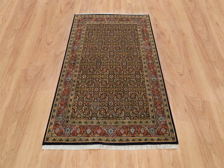 4'1" x 6'3" New Hand Knotted Black Wool Rectangle Oriental Rug - MOA10265803