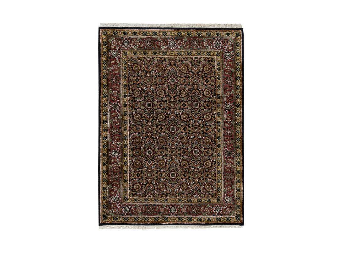4'1" x 5'9" New Hand Knotted Black Wool Rectangle Oriental Rug - MOA10265804