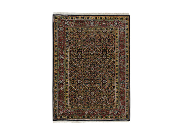 4'1" x 5'9" New Hand Knotted Black Wool Rectangle Oriental Rug - MOA10265804