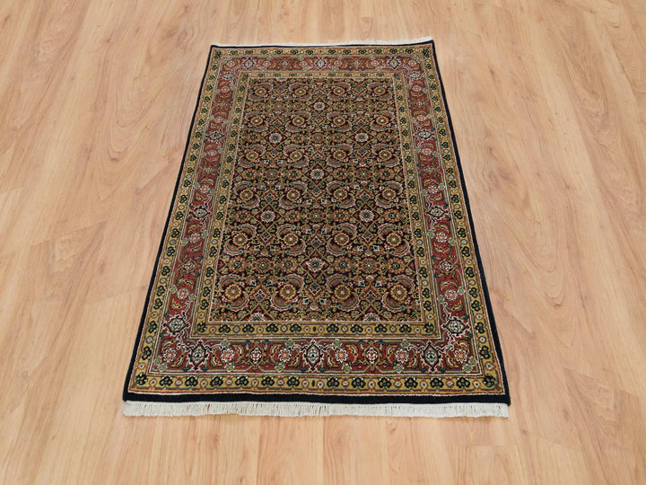 4'1" x 5'9" New Hand Knotted Black Wool Rectangle Oriental Rug - MOA10265804