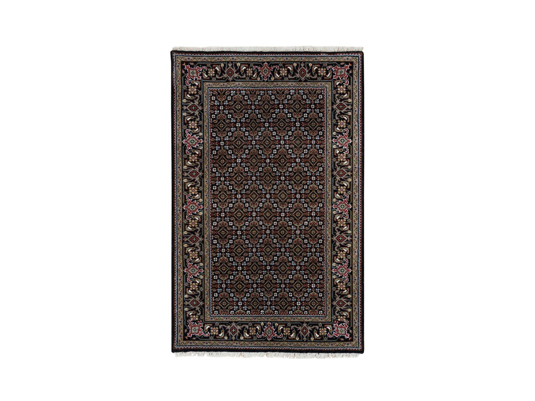 3'1" x 5'1" New Hand Knotted Black Wool Rectangle Oriental Rug - MOA10265807