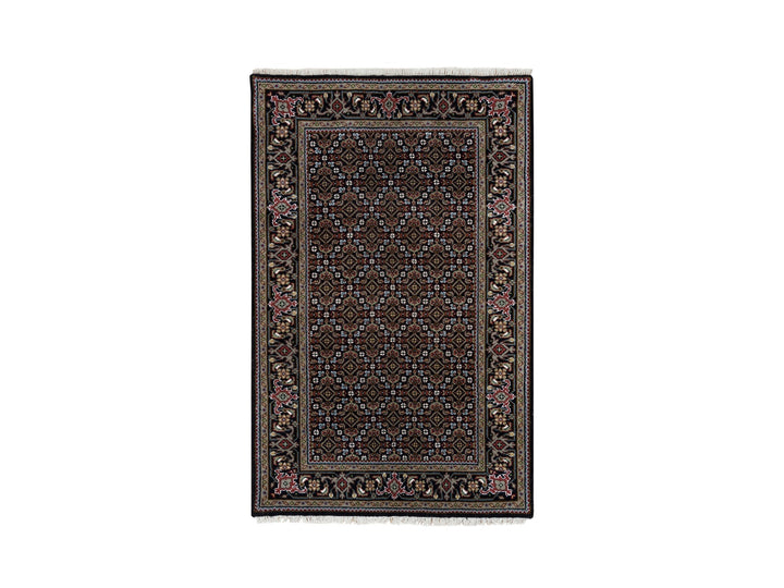 3'1" x 5'1" New Hand Knotted Black Wool Rectangle Oriental Rug - MOA10265807