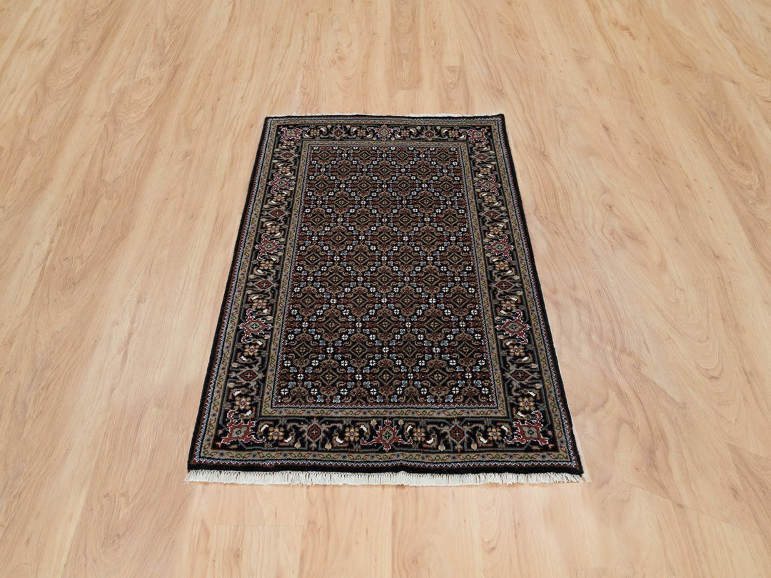 3'1" x 5'1" New Hand Knotted Black Wool Rectangle Oriental Rug - MOA10265807