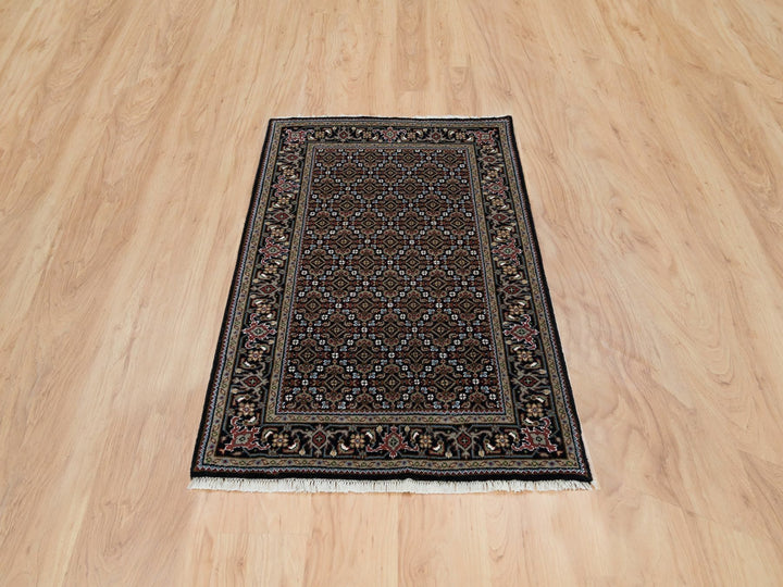3'1" x 5'1" New Hand Knotted Black Wool Rectangle Oriental Rug - MOA10265807