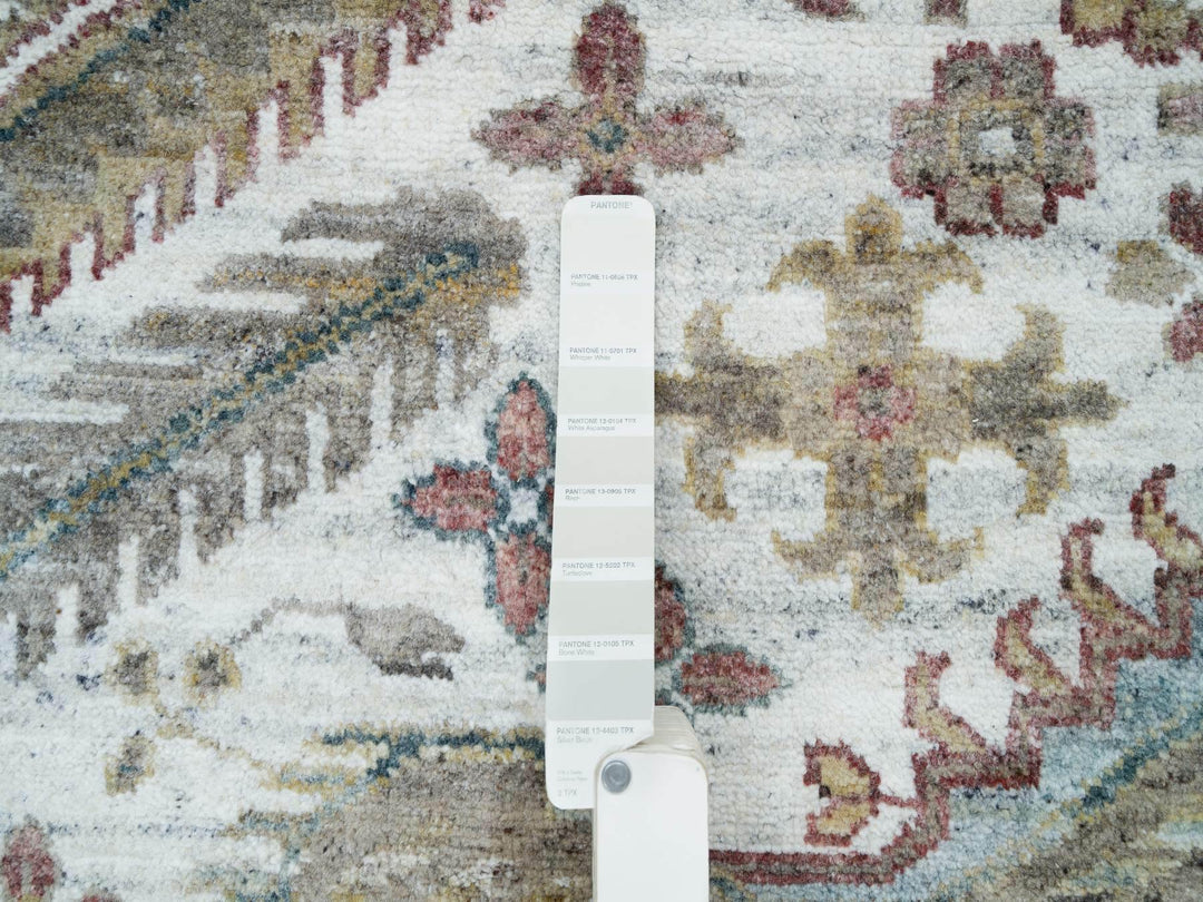 13'11" x 13'11" New Hand Knotted Ivory Wool Square Oriental Rug - MOA10265819