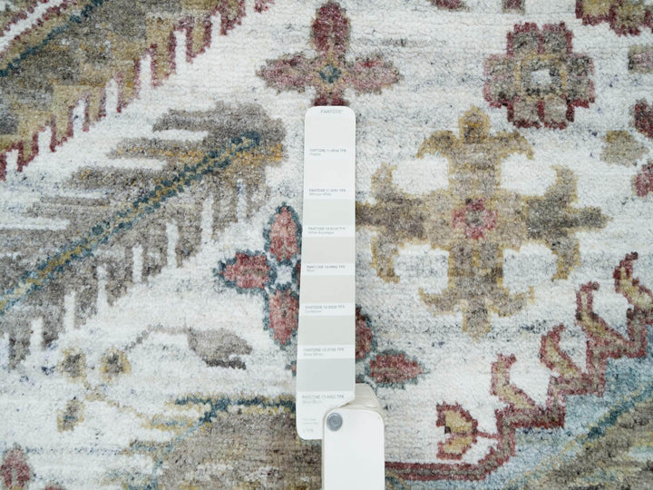13'11" x 13'11" New Hand Knotted Ivory Wool Square Oriental Rug - MOA10265819