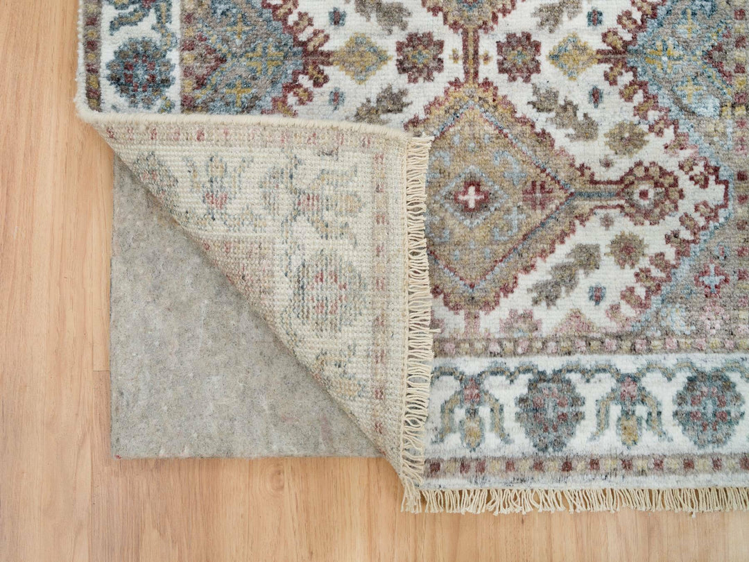 2'7" x 21'9" New Hand Knotted Ivory Wool Runner Oriental Rug - MOA10265820