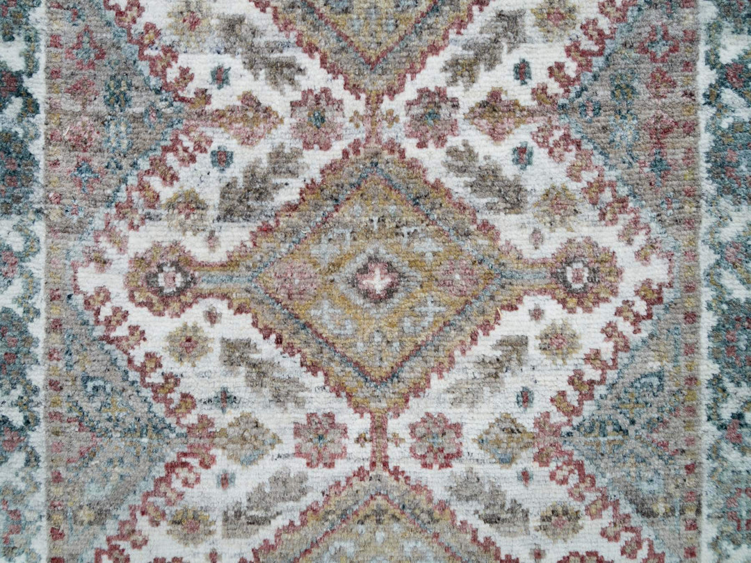 2'7" x 21'9" New Hand Knotted Ivory Wool Runner Oriental Rug - MOA10265820