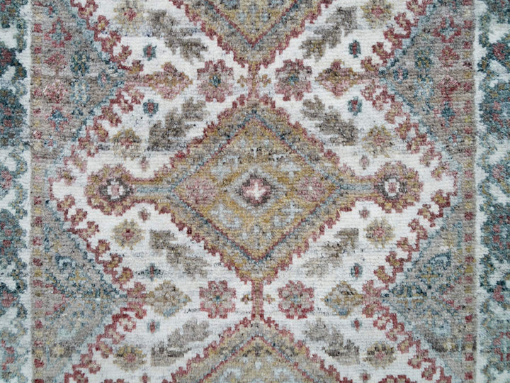 2'7" x 21'9" New Hand Knotted Ivory Wool Runner Oriental Rug - MOA10265820