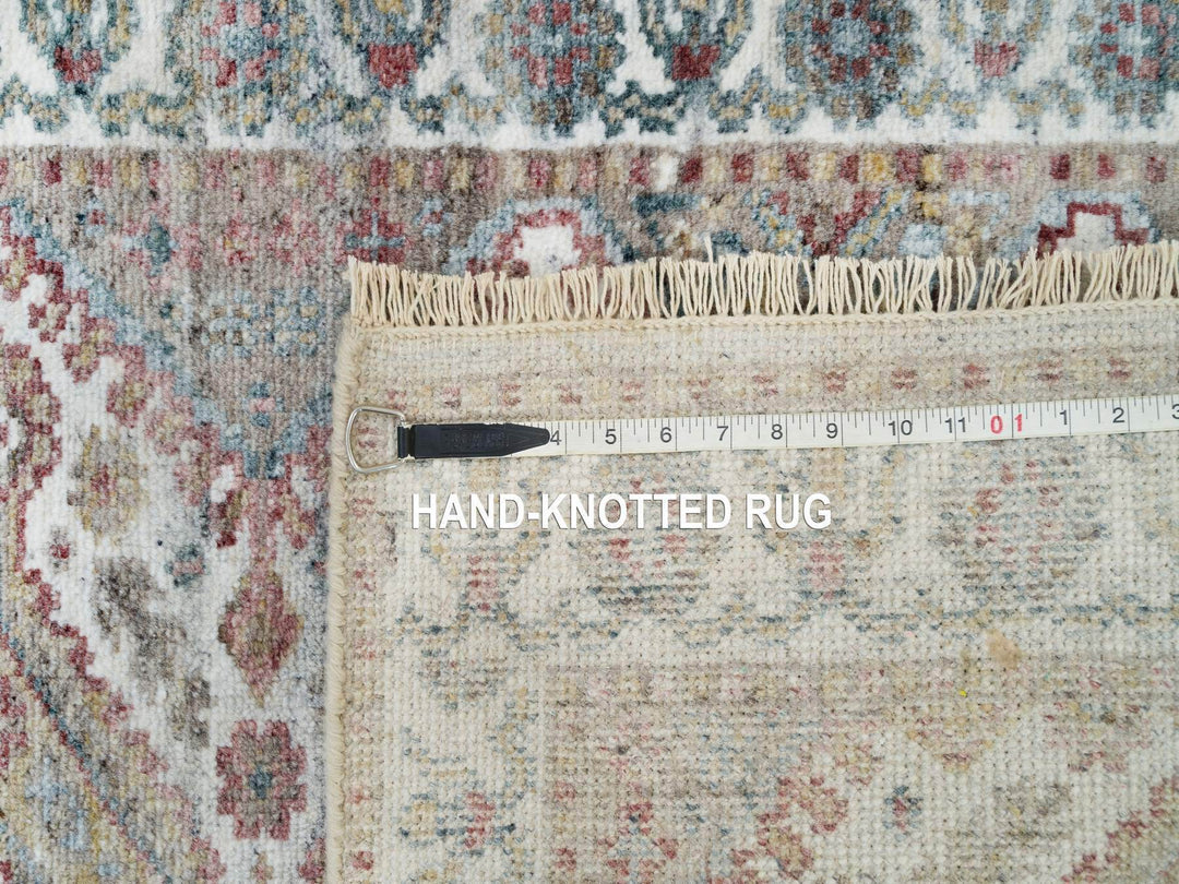 2'7" x 21'9" New Hand Knotted Ivory Wool Runner Oriental Rug - MOA10265820