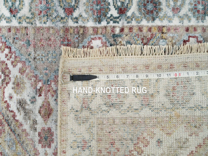 2'7" x 21'9" New Hand Knotted Ivory Wool Runner Oriental Rug - MOA10265820