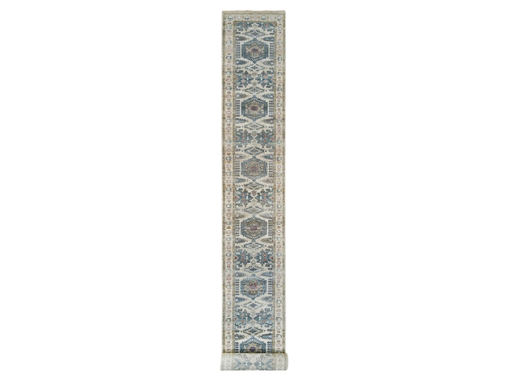2'7" x 21'7" New Hand Knotted Ivory Wool Runner Oriental Rug - MOA10265823
