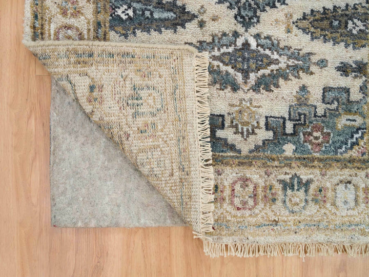 2'7" x 21'7" New Hand Knotted Ivory Wool Runner Oriental Rug - MOA10265823