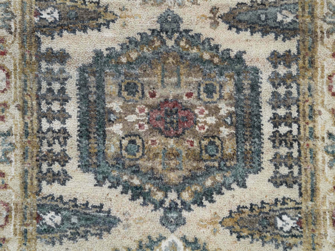 2'7" x 21'7" New Hand Knotted Ivory Wool Runner Oriental Rug - MOA10265823