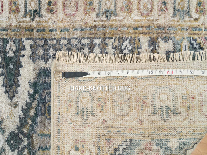 2'7" x 21'7" New Hand Knotted Ivory Wool Runner Oriental Rug - MOA10265823