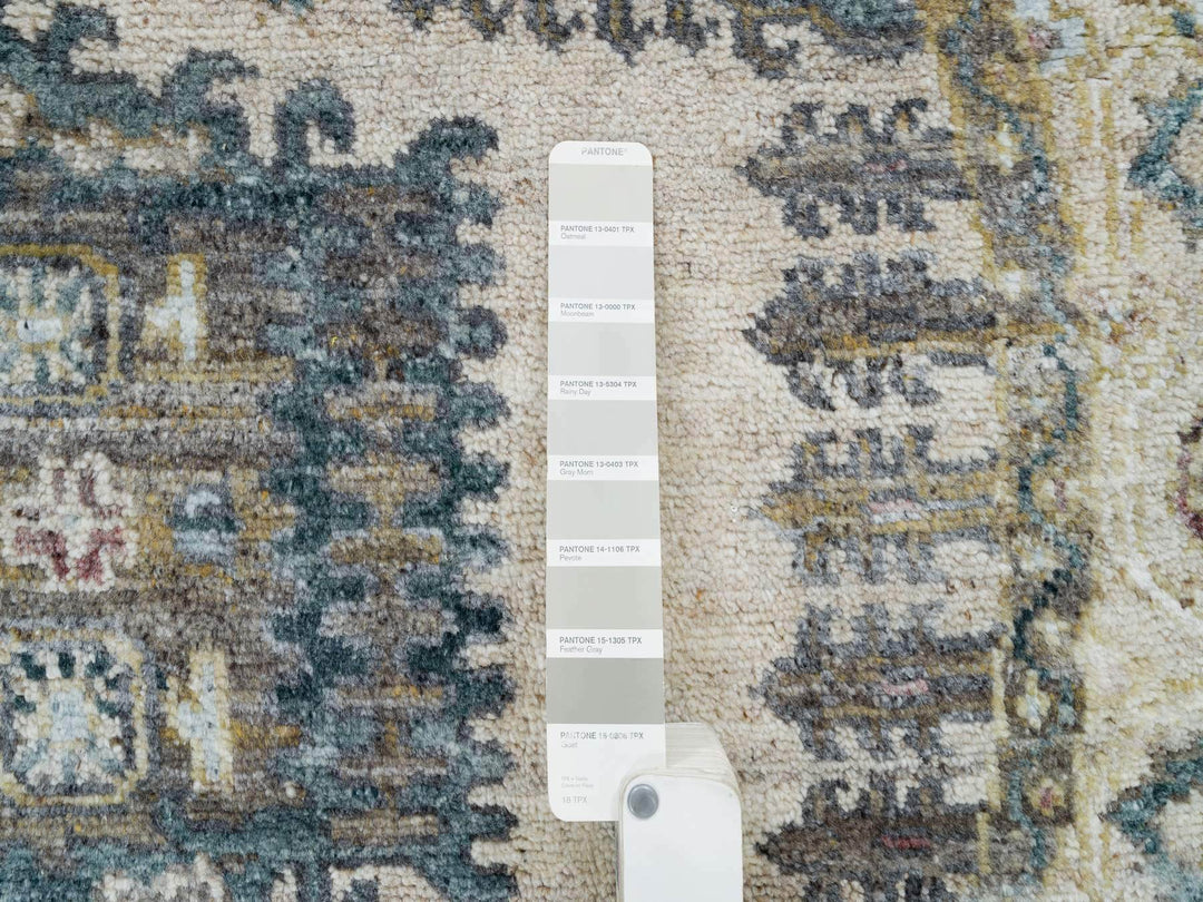 4'11" x 4'11" New Hand Knotted Ivory Wool Round Oriental Rug - MOA10265825