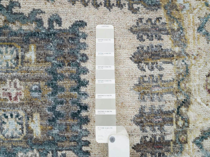 4'11" x 4'11" New Hand Knotted Ivory Wool Round Oriental Rug - MOA10265825