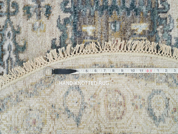 4'11" x 4'11" New Hand Knotted Ivory Wool Round Oriental Rug - MOA10265825