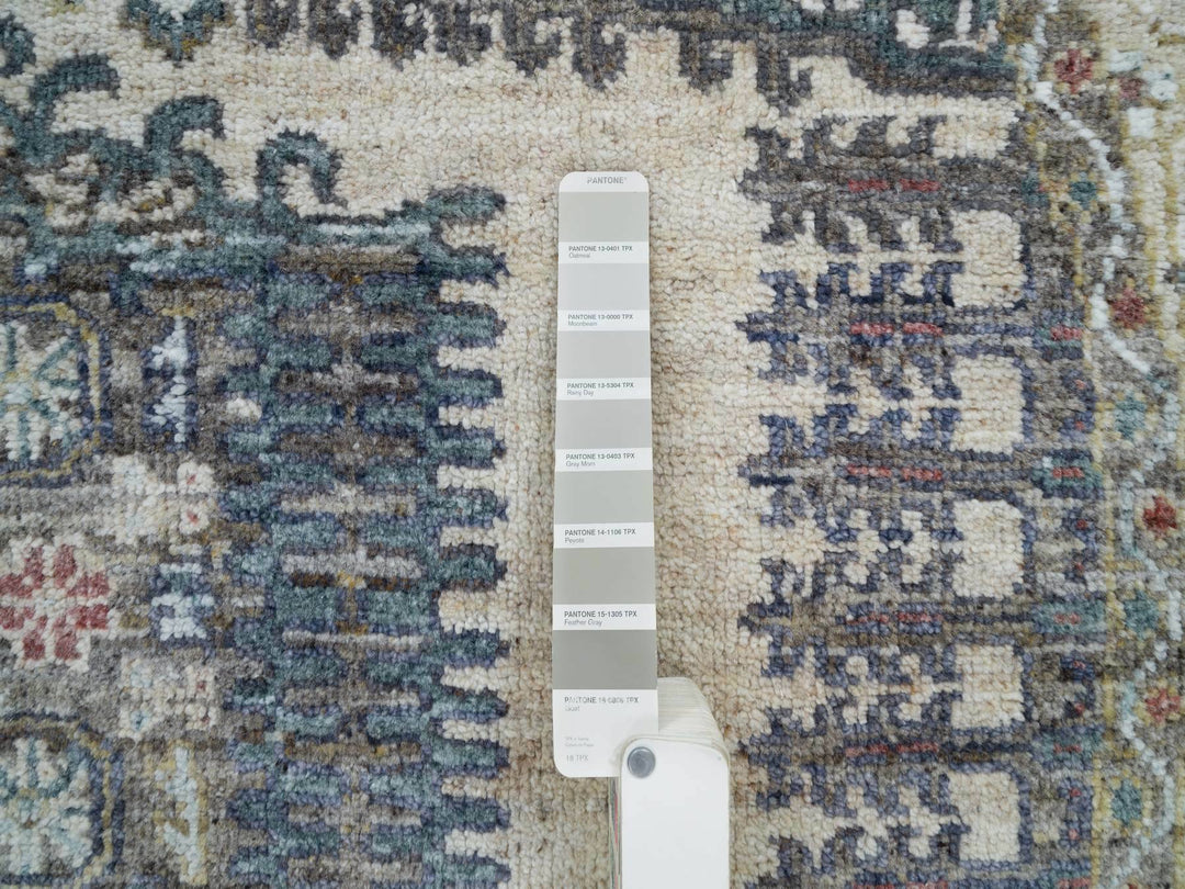 5'10" x 5'10" New Hand Knotted Ivory Wool Round Oriental Rug - MOA10265837