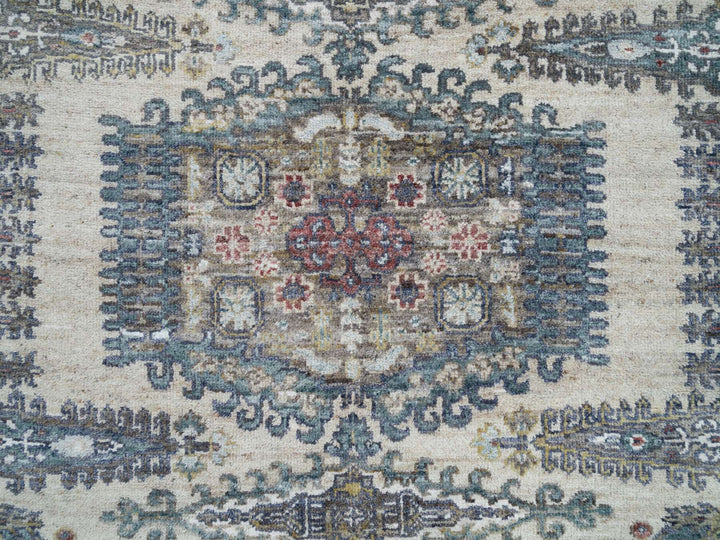 5'10" x 5'10" New Hand Knotted Ivory Wool Round Oriental Rug - MOA10265837