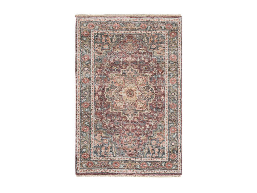 3'10" x 5'11" New Hand Knotted Red Wool Rectangle Oriental Rug - MOA10265846