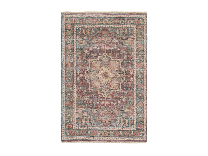 3'10" x 5'11" New Hand Knotted Red Wool Rectangle Oriental Rug - MOA10265846