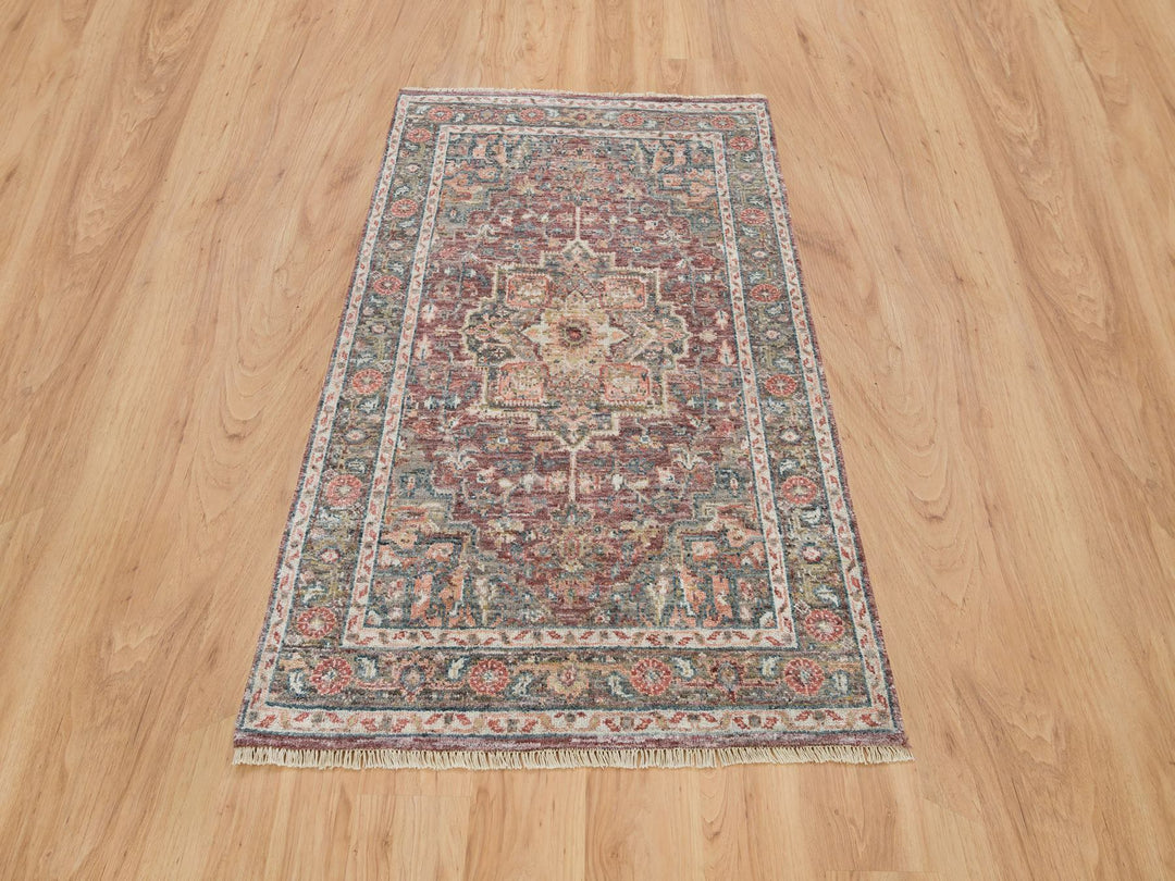 3'10" x 5'11" New Hand Knotted Red Wool Rectangle Oriental Rug - MOA10265846