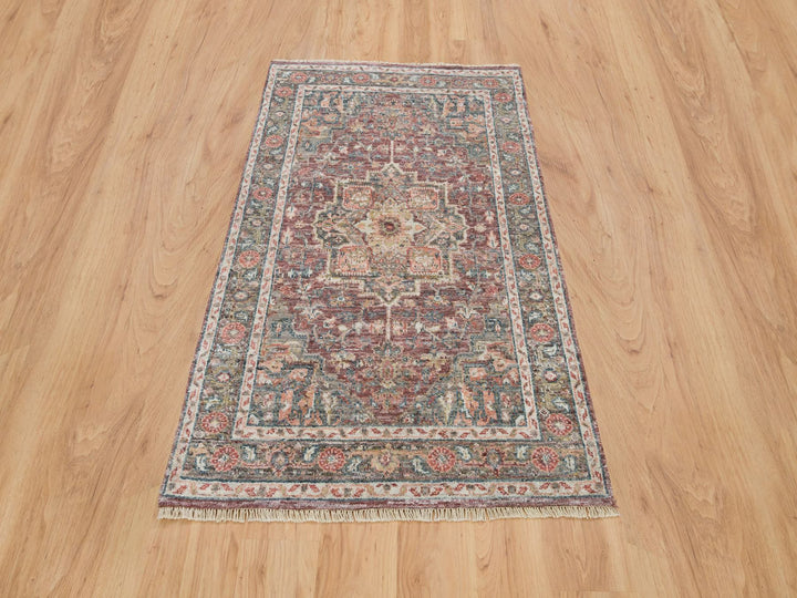 3'10" x 5'11" New Hand Knotted Red Wool Rectangle Oriental Rug - MOA10265846