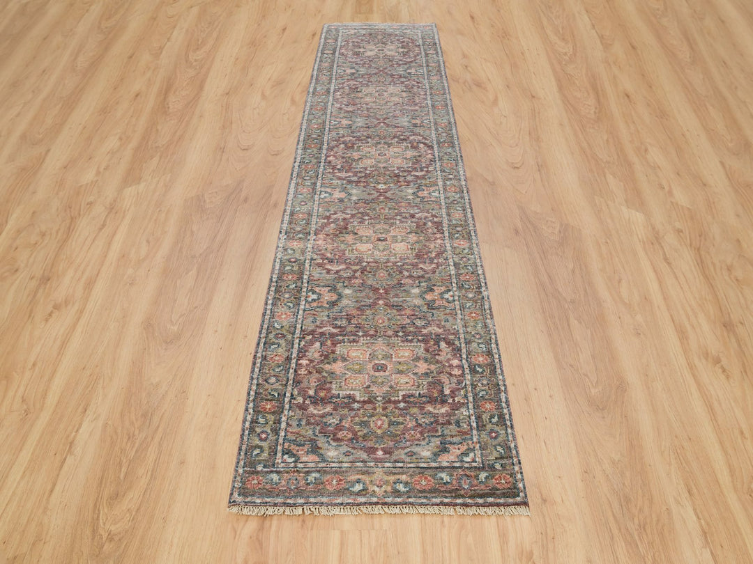 2'6" x 11'9" New Hand Knotted Red Wool Runner Oriental Rug - MOA10265849