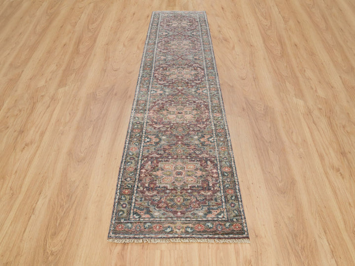 2'6" x 11'9" New Hand Knotted Red Wool Runner Oriental Rug - MOA10265849