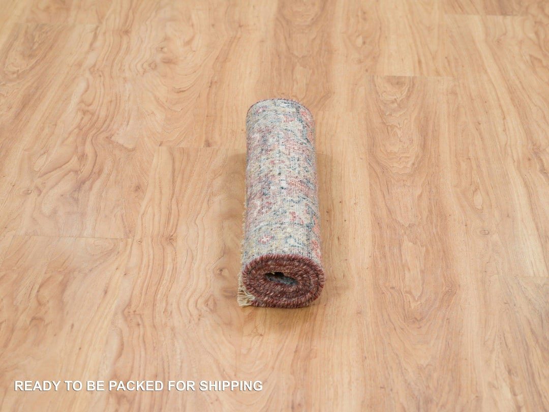 1'11" x 3'1" New Hand Knotted Red Wool Rectangle Oriental Rug - MOA10265853
