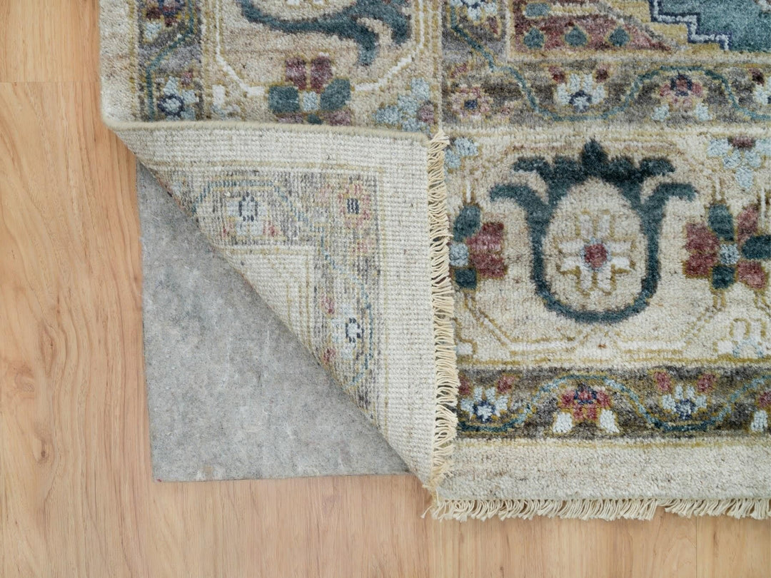 9'8" x 9'11" New Hand Knotted Ivory Wool Square Oriental Rug - MOA10265857