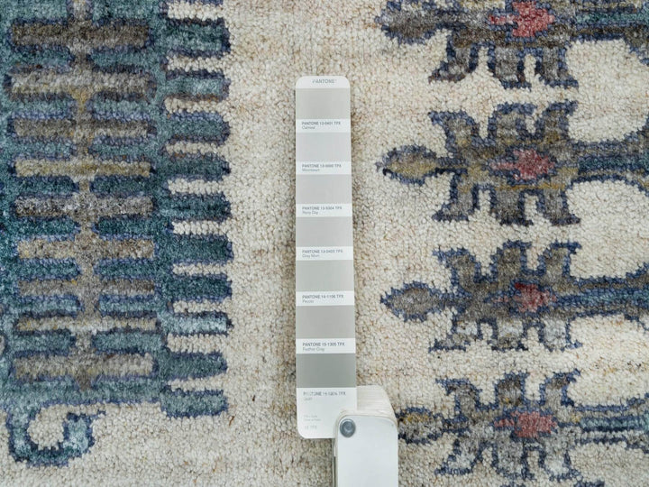 9'8" x 9'11" New Hand Knotted Ivory Wool Square Oriental Rug - MOA10265857